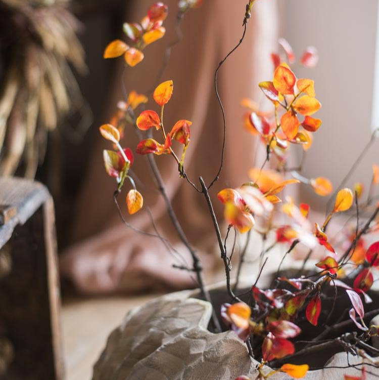 Artificial Red Leaf Stem