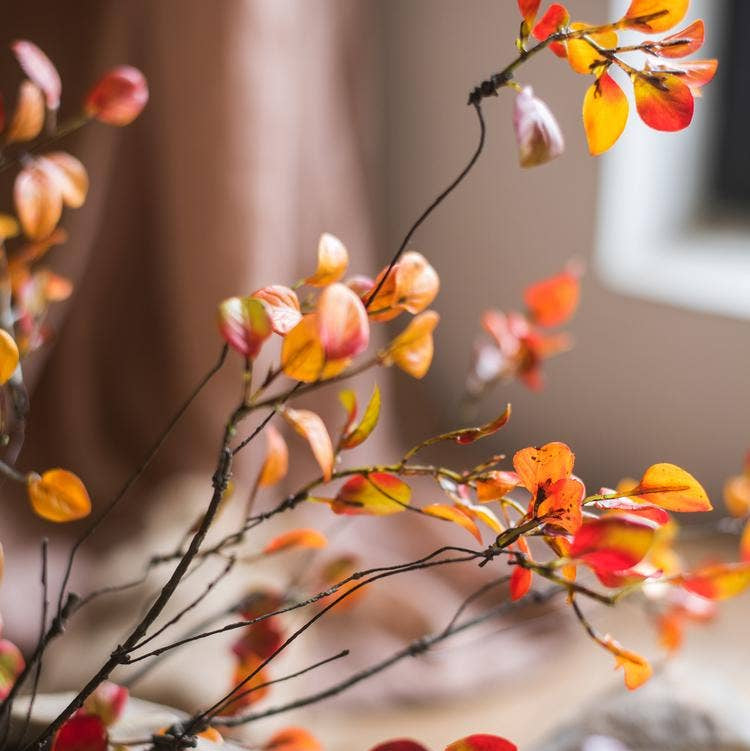 Artificial Red Leaf Stem