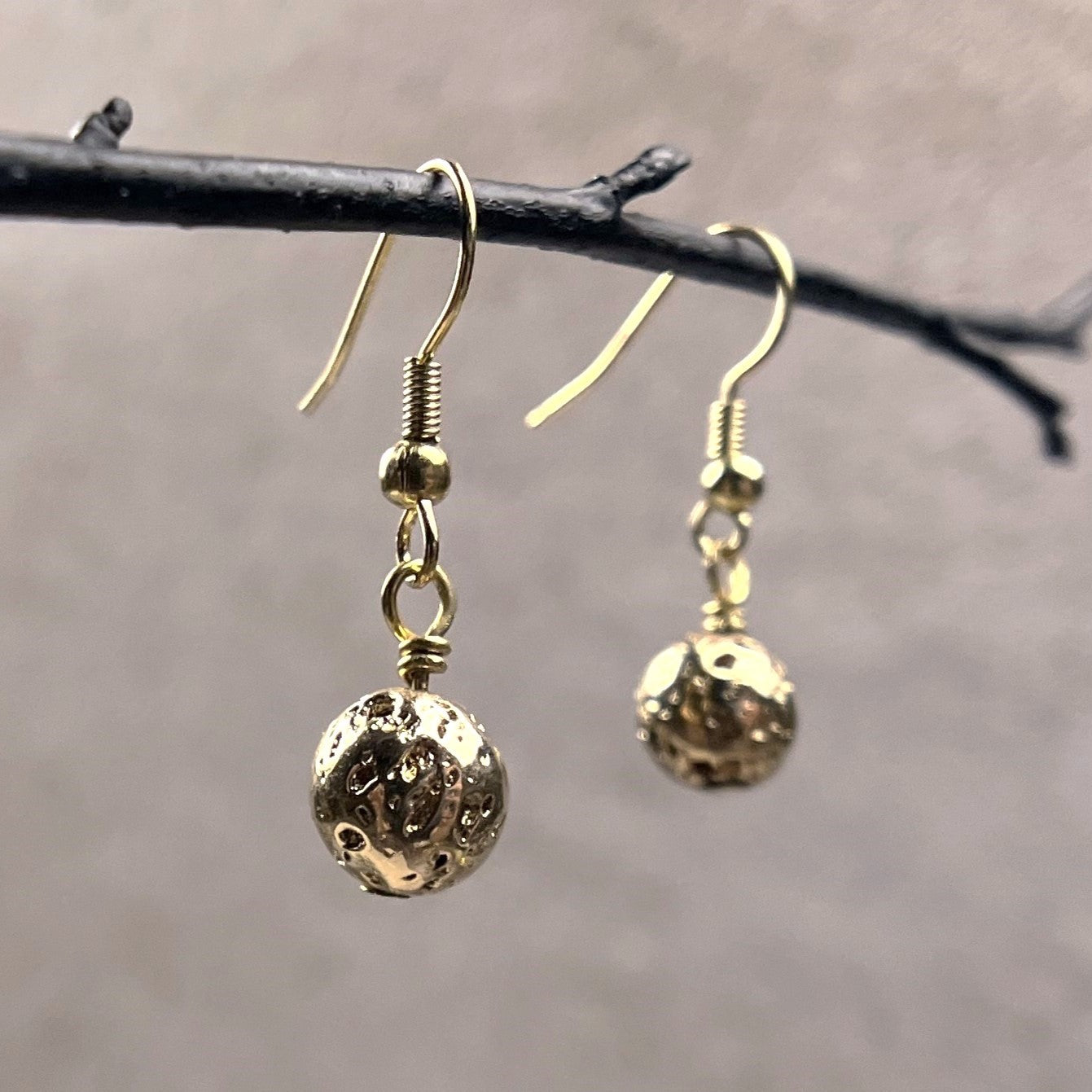 Gold Lava Stone Earrings