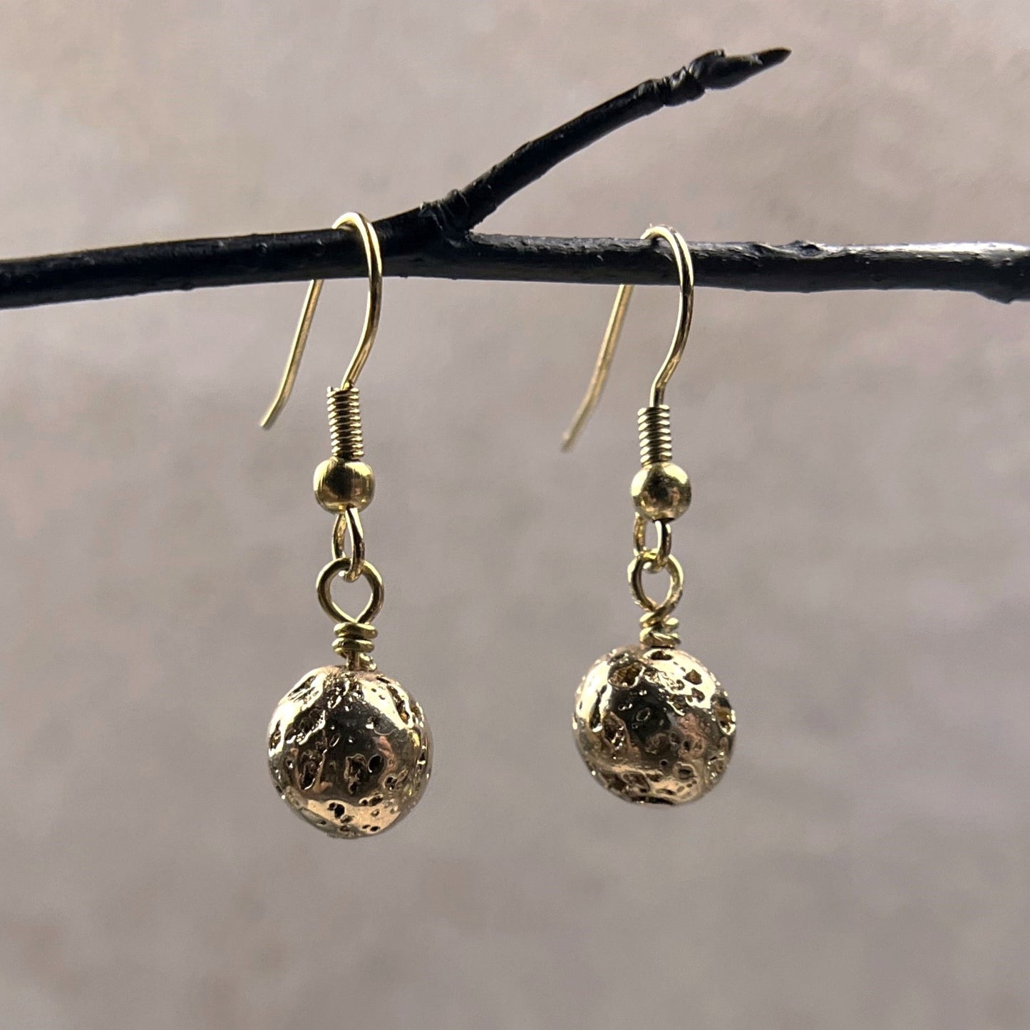 Gold Lava Stone Earrings