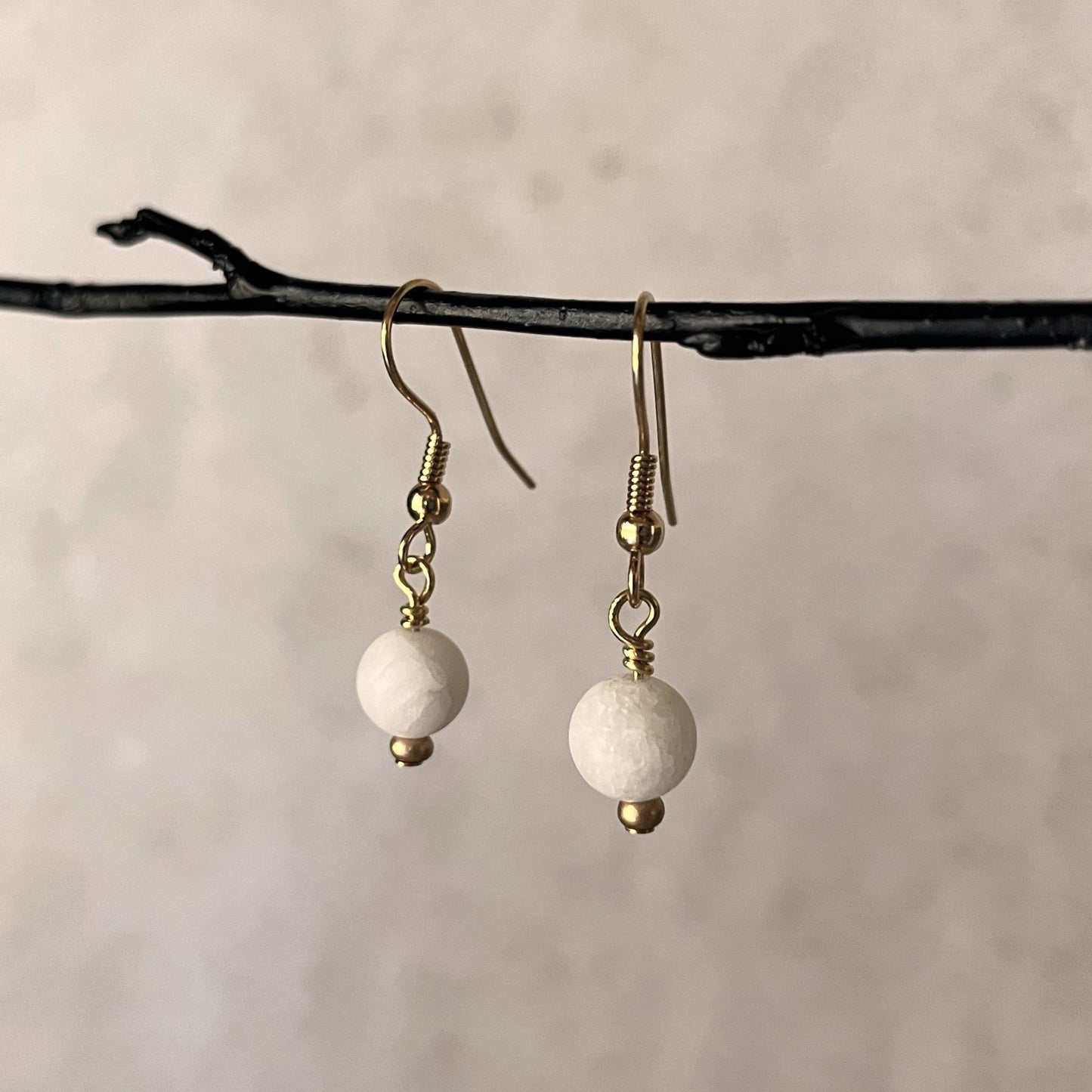 White Jade Drop Earrings