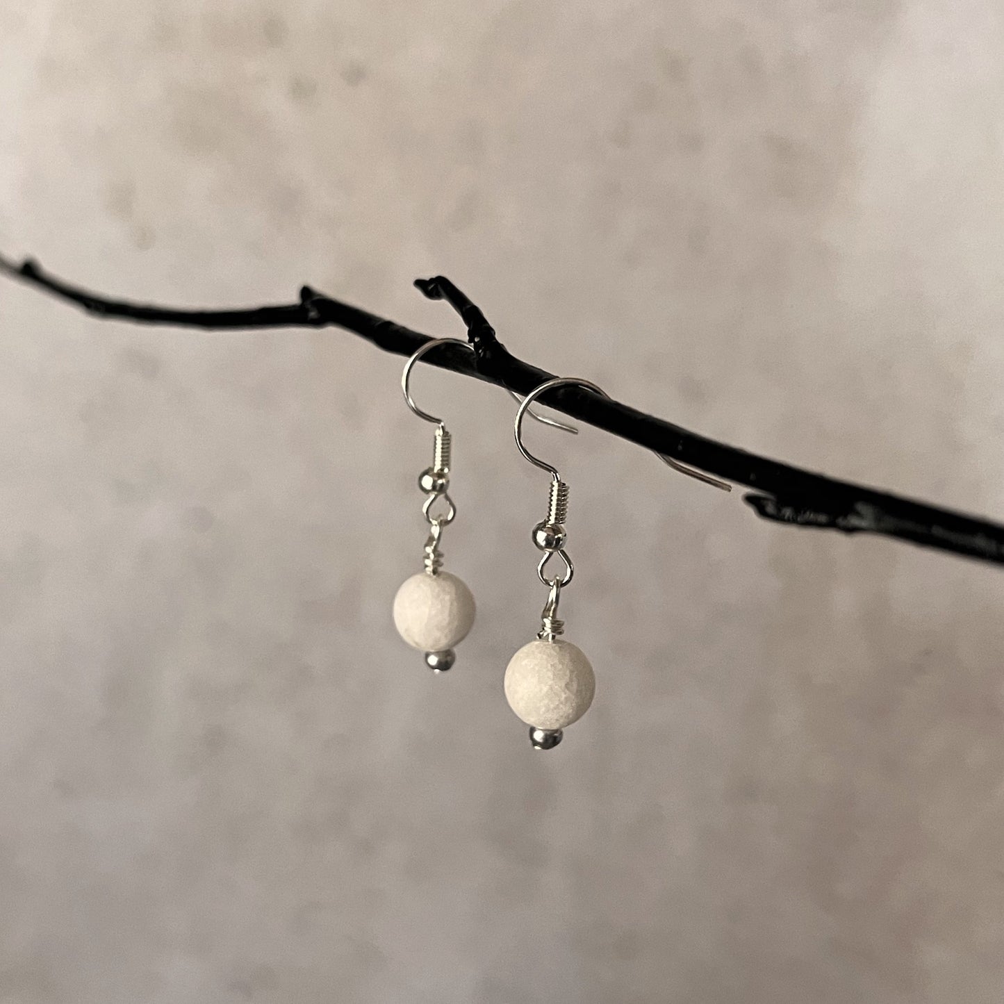 White Jade Drop Earrings